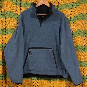 Vintage 90s Outersport Teal Fleece Snap Pullover Kangaroo Pocket L